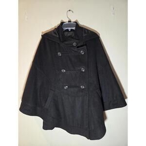 Attention Peacoat Style Wool Blend Women's Black Cape XL